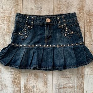 Denim pleated mini skirt